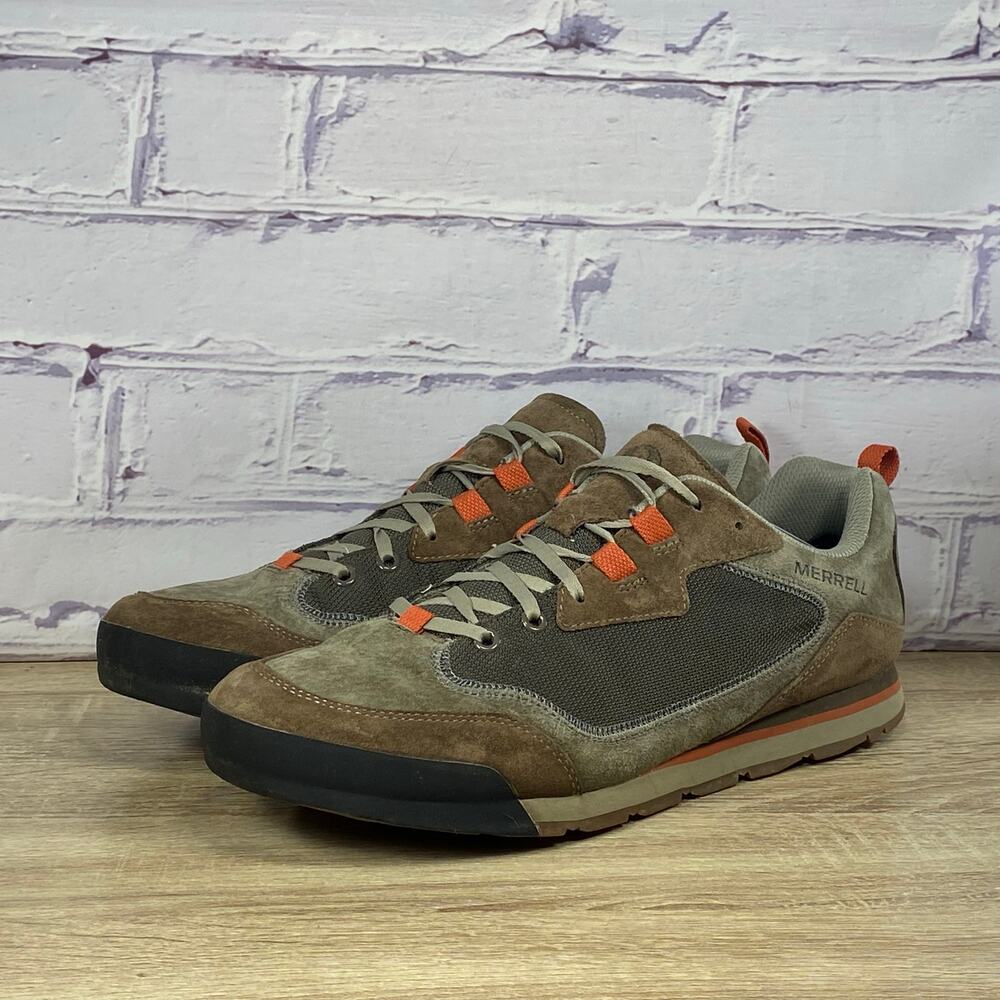 Merrell Burnt Rock Travel Suede Hiking Shoes Men's Size 13 Brown Trail Sneakers